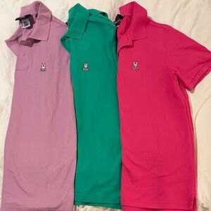 Psycho Bunny Polo Pique Shirt Trio set combo - Lavender, Green, Fuchsia